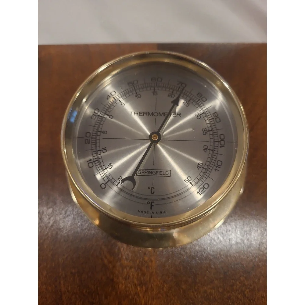 Vintage Springfield 3 Gauge Weather Station Humidity Temperature Barometer USA